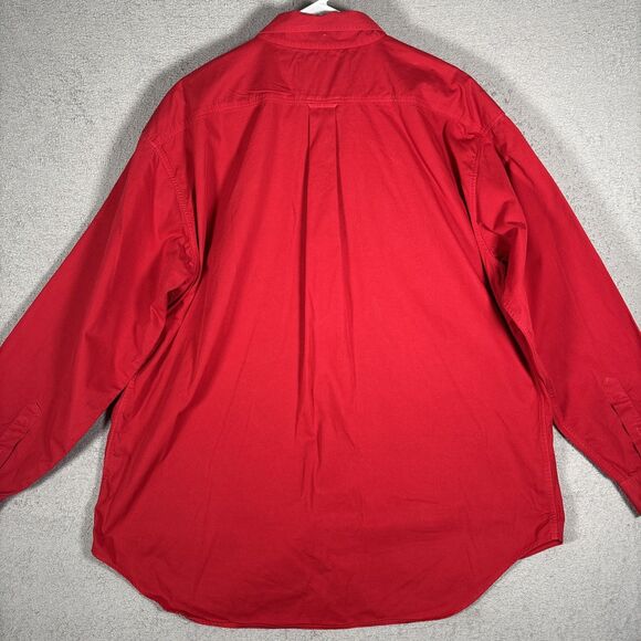 Ruff Hewn Men’s Button Down Shirt Red Long Sleeve Size XL Cotton Chest Crest - Picture 10 of 12